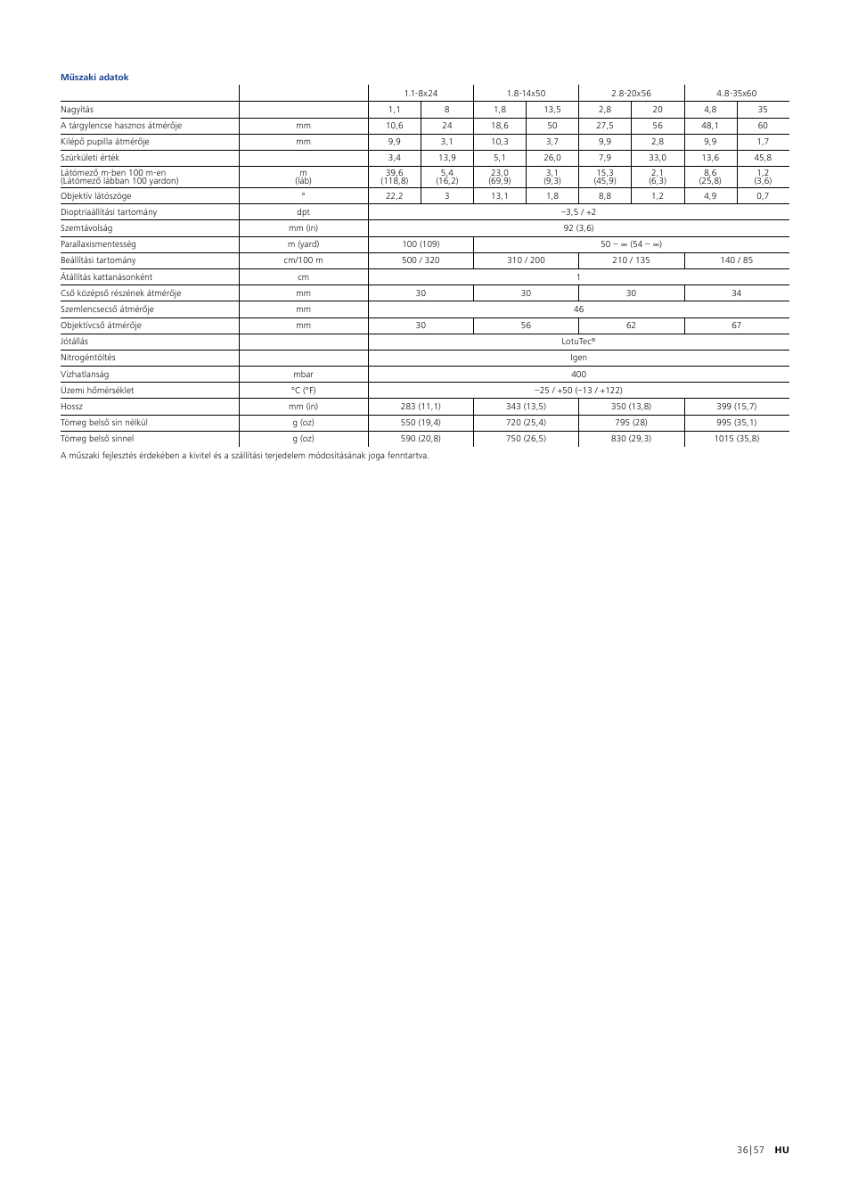 Carl Zeiss 1.8-14x50 V8 Riflescope with ASV LR Elevation Turret (Plex Reticle #60) User Manual | Page 36 / 57