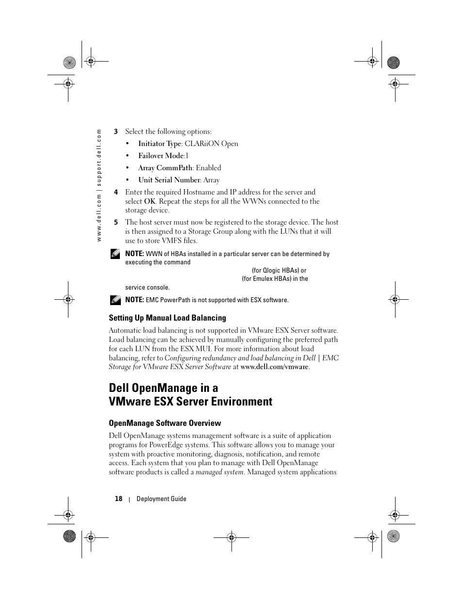 Setting up manual load balancing, Dell openmanage in a vmware esx server environment, Openmanage software overview | Dell openmanage in a, Vmware esx server environment | Dell VmWare ESX Server 2.12 User Manual | Page 20 / 34