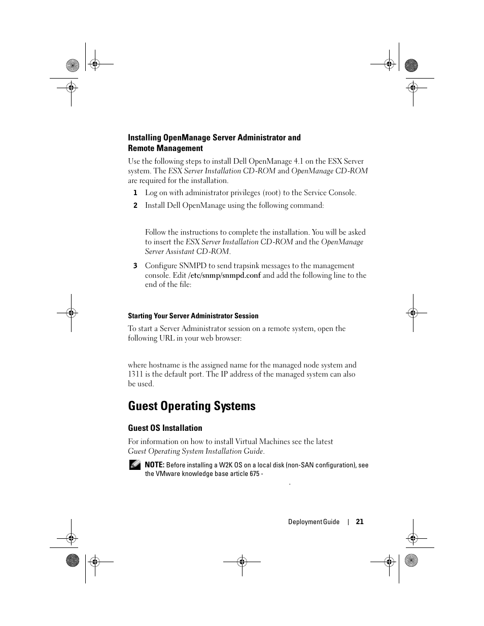 Guest operating systems, Guest os installation | Dell VmWare ESX Server 2.12 User Manual | Page 23 / 34