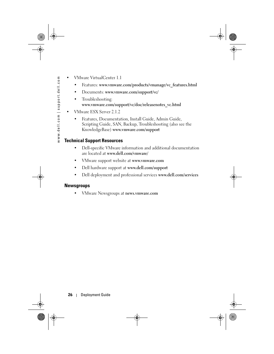 Technical support resources, Newsgroups | Dell VmWare ESX Server 2.12 User Manual | Page 28 / 34