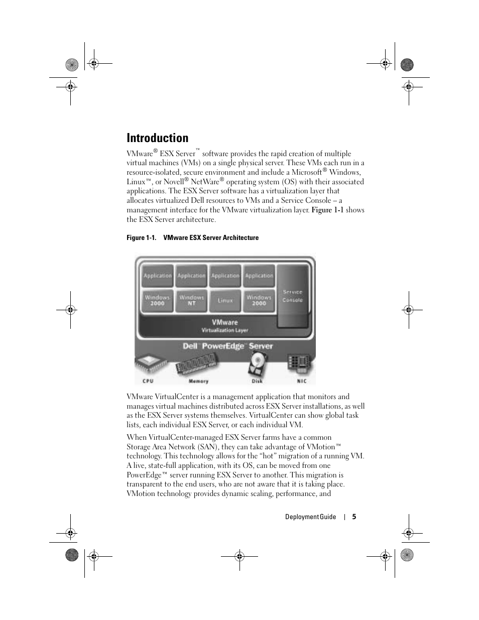 Introduction, Figure 1-1, Vmware esx server architecture | Dell VmWare ESX Server 2.12 User Manual | Page 7 / 34