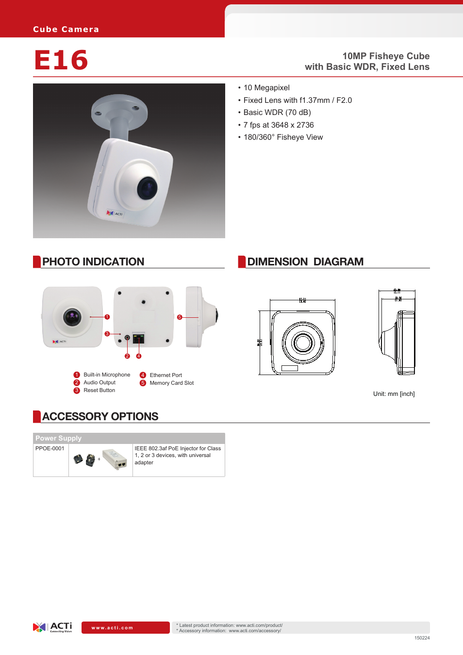 ACTi 10MP Cube Camera User Manual | 2 pages