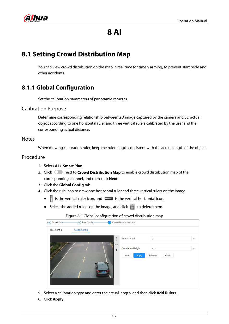 8 ai, 1 setting crowd distribution map, 1 global configuration | Calibration purpose, Procedure | Dahua Technology DH-IPC-EBW81242N-AS-S2 12MP Outdoor Network Panoramic Fisheye Camera with Night Vision User Manual | Page 108 / 205