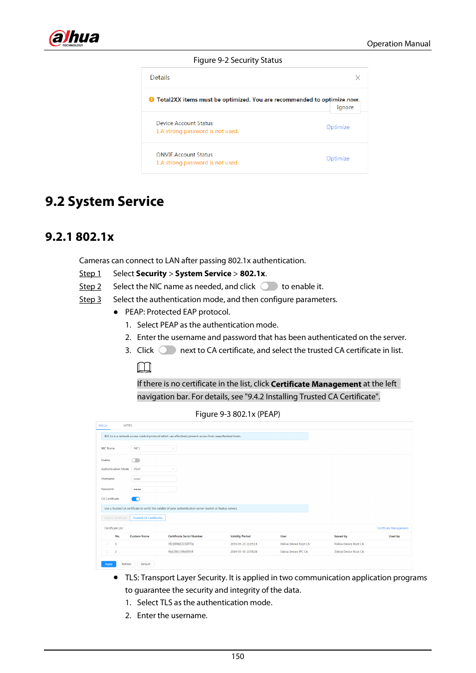 2 system service, 1 802.1x | Dahua Technology DH-IPC-EBW81242N-AS-S2 12MP Outdoor Network Panoramic Fisheye Camera with Night Vision User Manual | Page 161 / 205