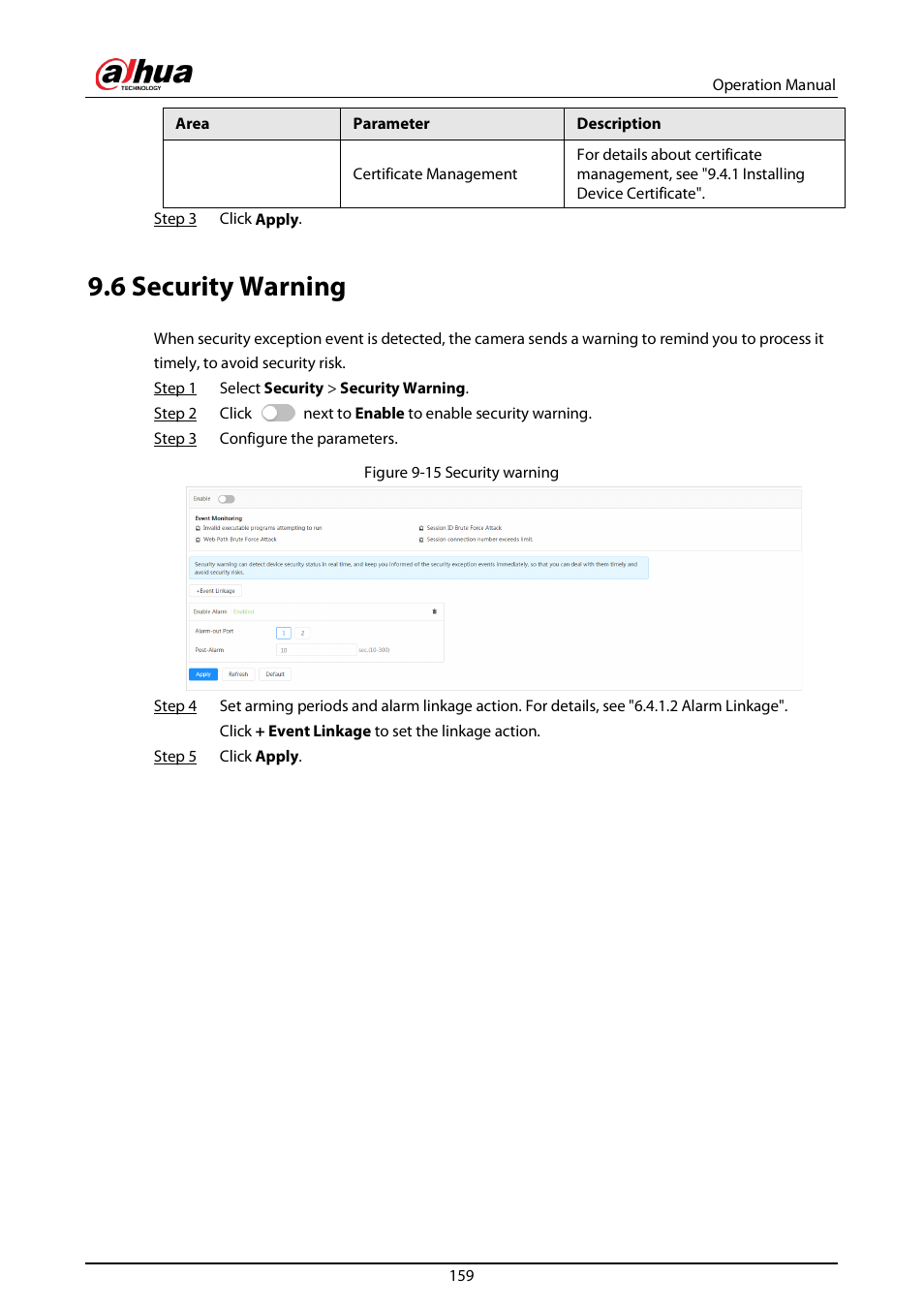 6 security warning | Dahua Technology DH-IPC-EBW81242N-AS-S2 12MP Outdoor Network Panoramic Fisheye Camera with Night Vision User Manual | Page 170 / 205