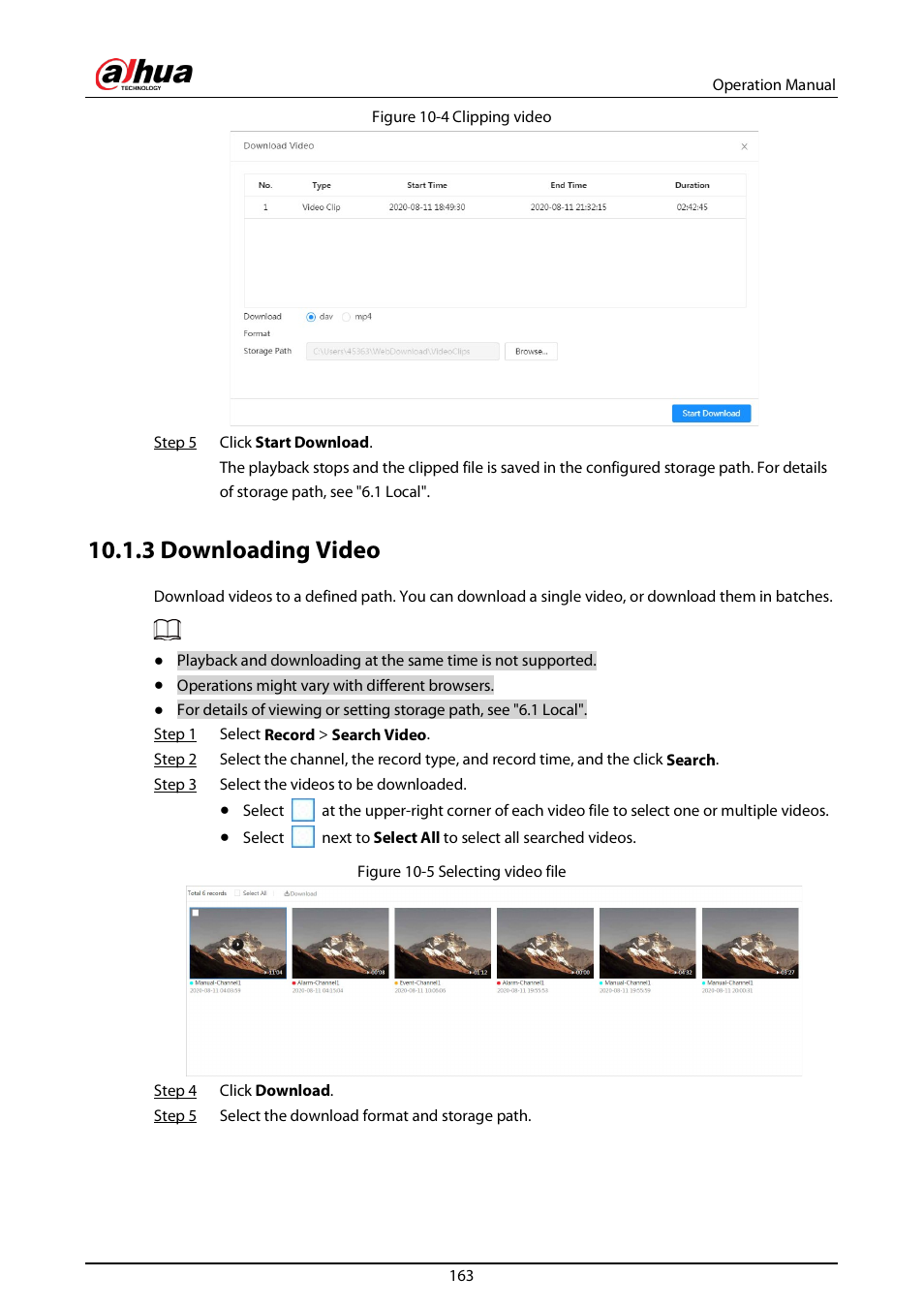 3 downloading video | Dahua Technology DH-IPC-EBW81242N-AS-S2 12MP Outdoor Network Panoramic Fisheye Camera with Night Vision User Manual | Page 174 / 205