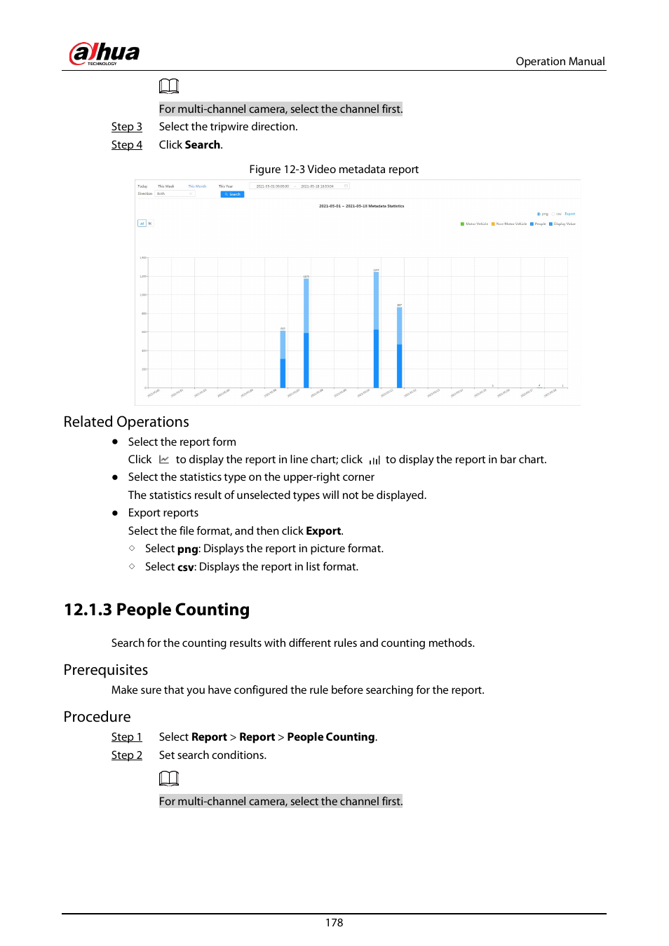3 people counting, Related operations, Prerequisites | Procedure | Dahua Technology DH-IPC-EBW81242N-AS-S2 12MP Outdoor Network Panoramic Fisheye Camera with Night Vision User Manual | Page 189 / 205