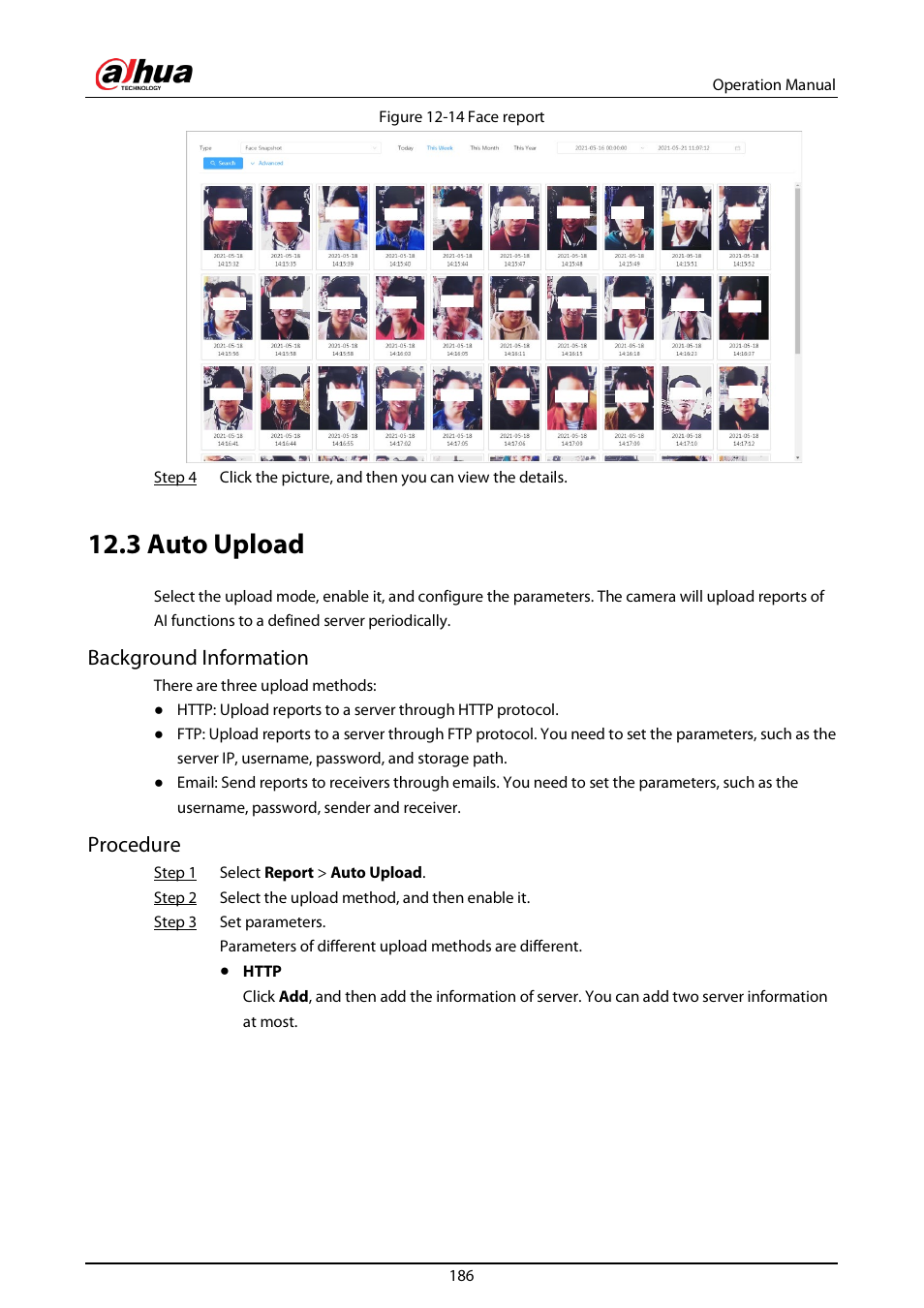 3 auto upload, Background information, Procedure | Dahua Technology DH-IPC-EBW81242N-AS-S2 12MP Outdoor Network Panoramic Fisheye Camera with Night Vision User Manual | Page 197 / 205