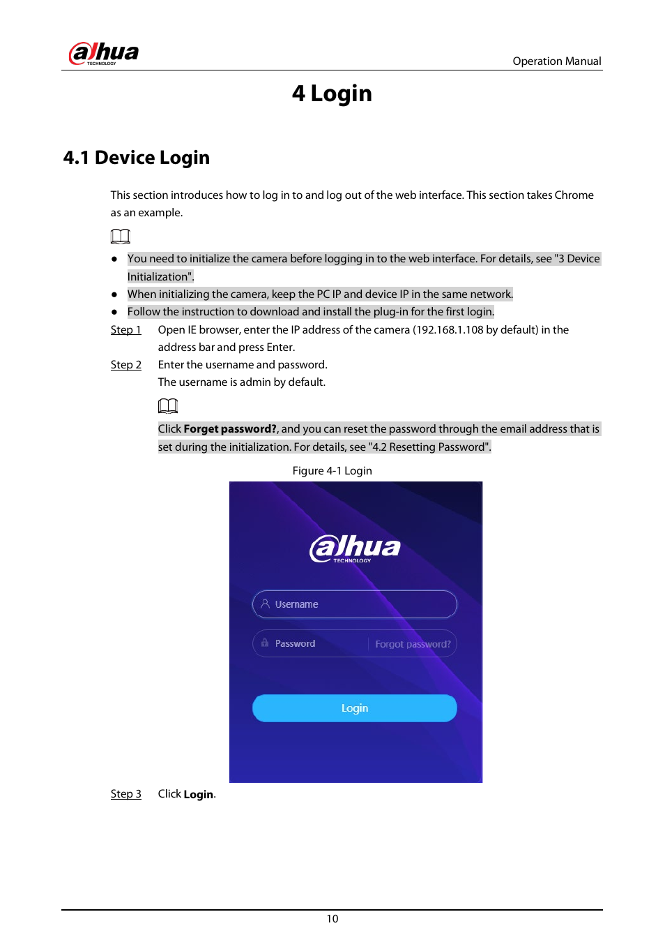 4 login, 1 device login | Dahua Technology DH-IPC-EBW81242N-AS-S2 12MP Outdoor Network Panoramic Fisheye Camera with Night Vision User Manual | Page 21 / 205