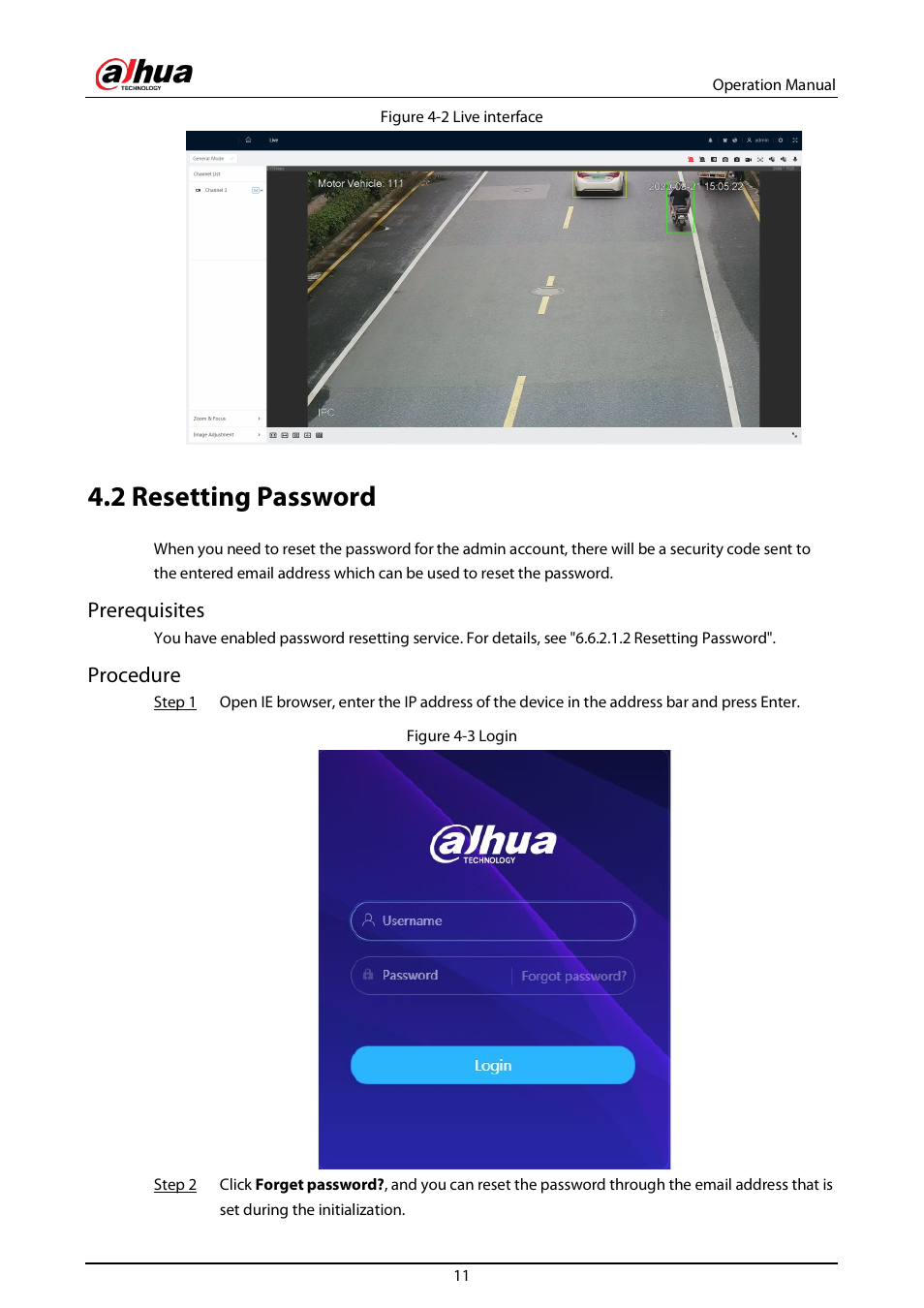 2 resetting password, Prerequisites, Procedure | Dahua Technology DH-IPC-EBW81242N-AS-S2 12MP Outdoor Network Panoramic Fisheye Camera with Night Vision User Manual | Page 22 / 205