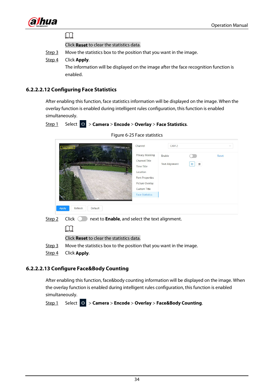 12 configuring face statistics, 13 configure face&body counting | Dahua Technology DH-IPC-EBW81242N-AS-S2 12MP Outdoor Network Panoramic Fisheye Camera with Night Vision User Manual | Page 45 / 205