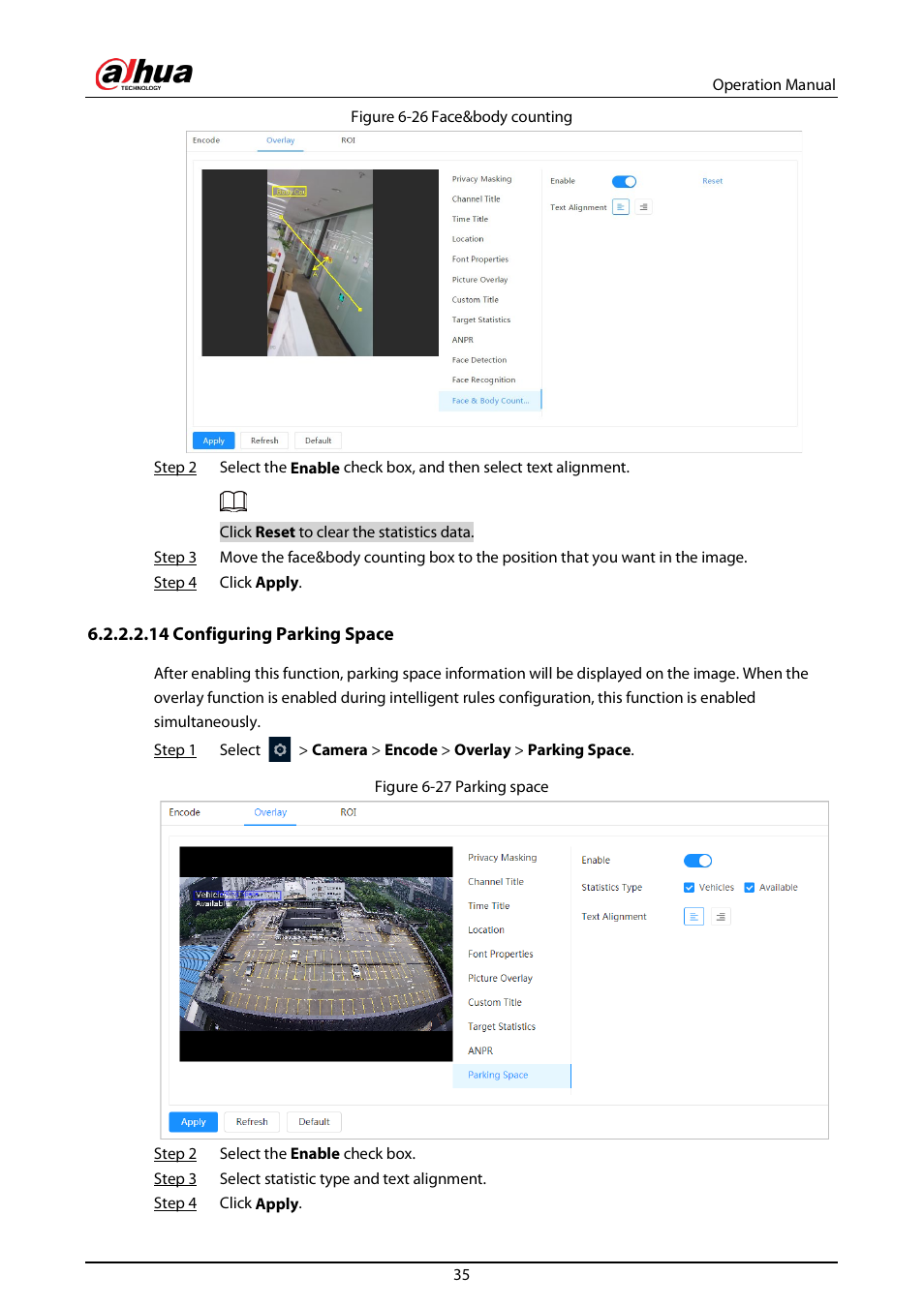 14 configuring parking space, D "6.2.2.2.14 configuring parking space | Dahua Technology DH-IPC-EBW81242N-AS-S2 12MP Outdoor Network Panoramic Fisheye Camera with Night Vision User Manual | Page 46 / 205