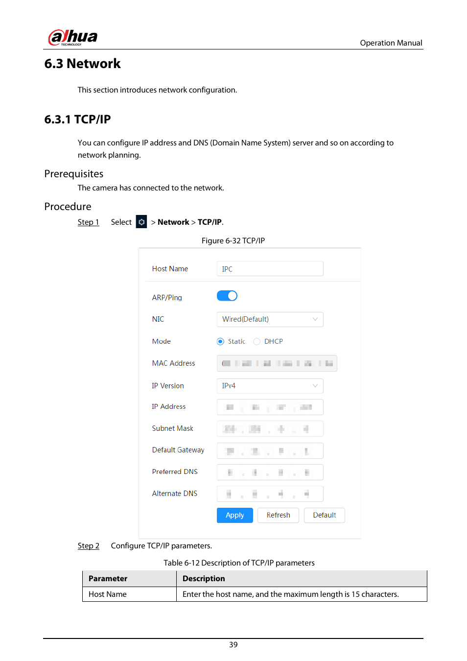 3 network, 1 tcp/ip, Prerequisites | Procedure | Dahua Technology DH-IPC-EBW81242N-AS-S2 12MP Outdoor Network Panoramic Fisheye Camera with Night Vision User Manual | Page 50 / 205