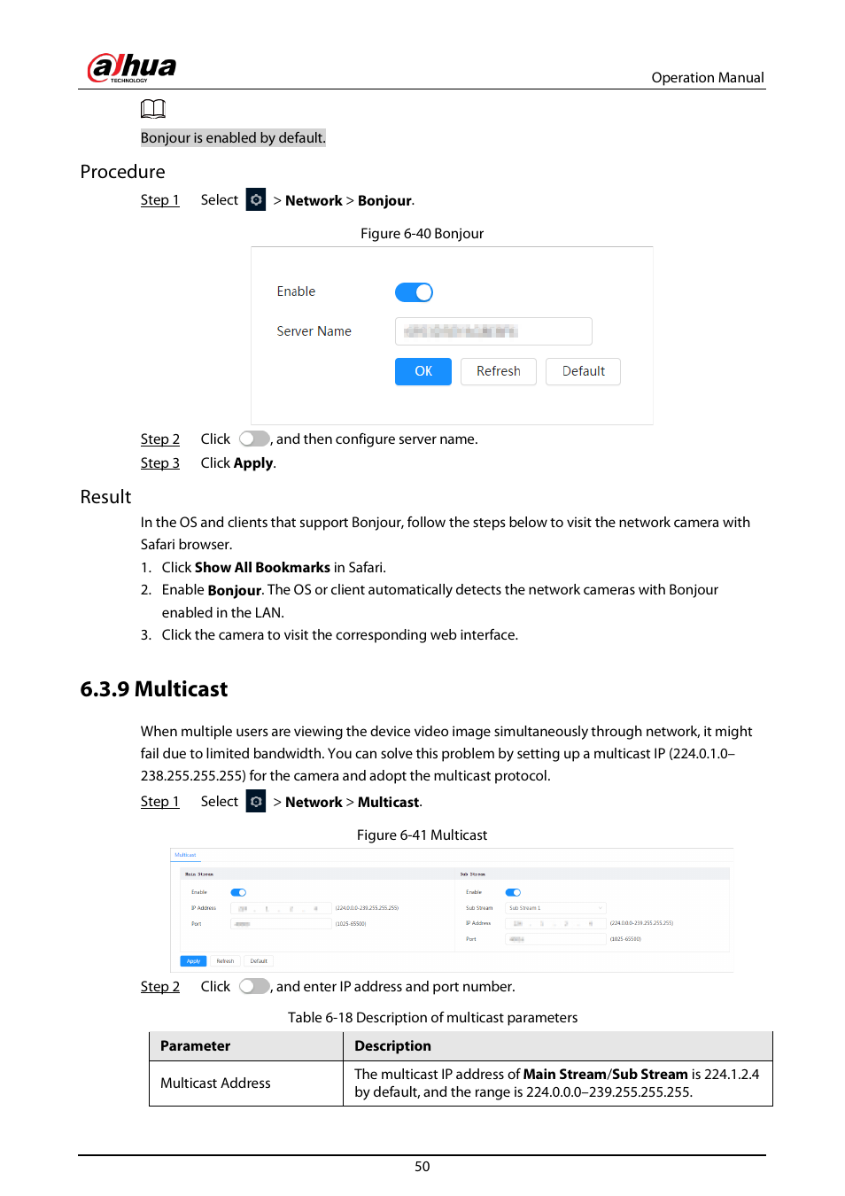 9 multicast, Procedure, Result | Dahua Technology DH-IPC-EBW81242N-AS-S2 12MP Outdoor Network Panoramic Fisheye Camera with Night Vision User Manual | Page 61 / 205
