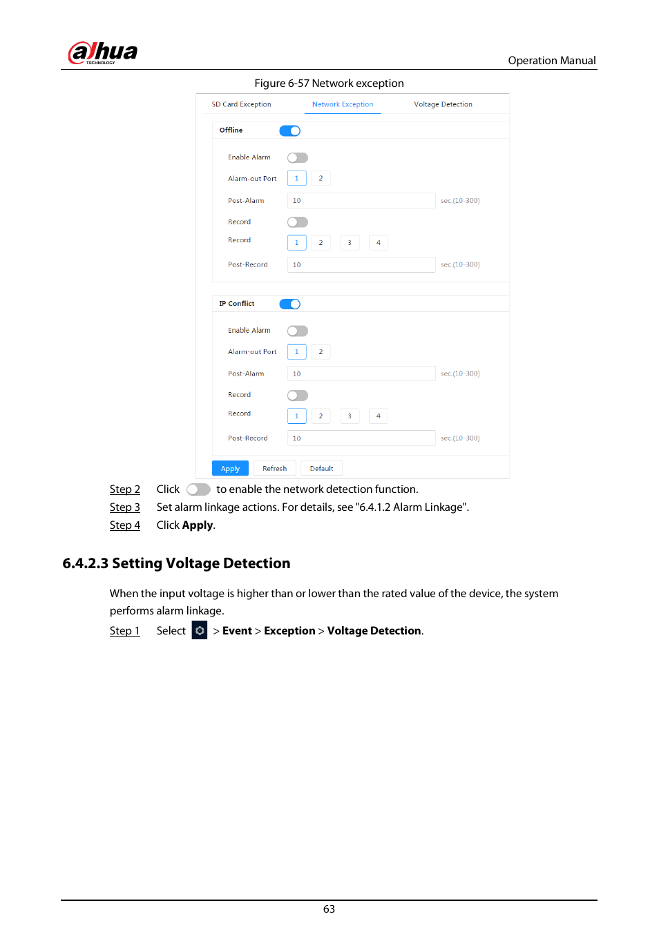 3 setting voltage detection, 3 setting voltage, Detection | Dahua Technology DH-IPC-EBW81242N-AS-S2 12MP Outdoor Network Panoramic Fisheye Camera with Night Vision User Manual | Page 74 / 205