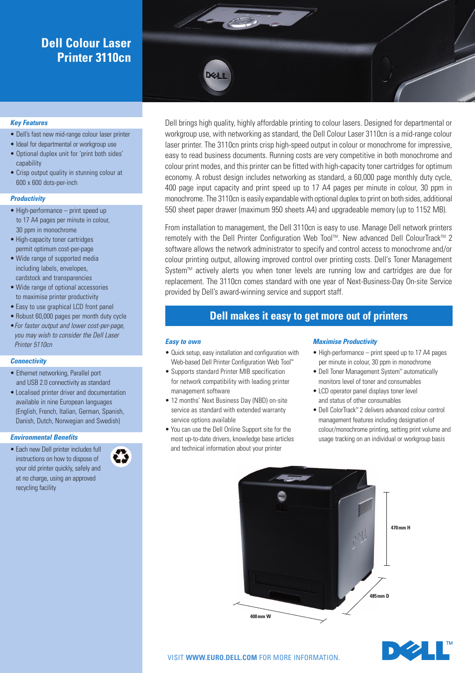 Dell 3110cn User Manual | 2 pages