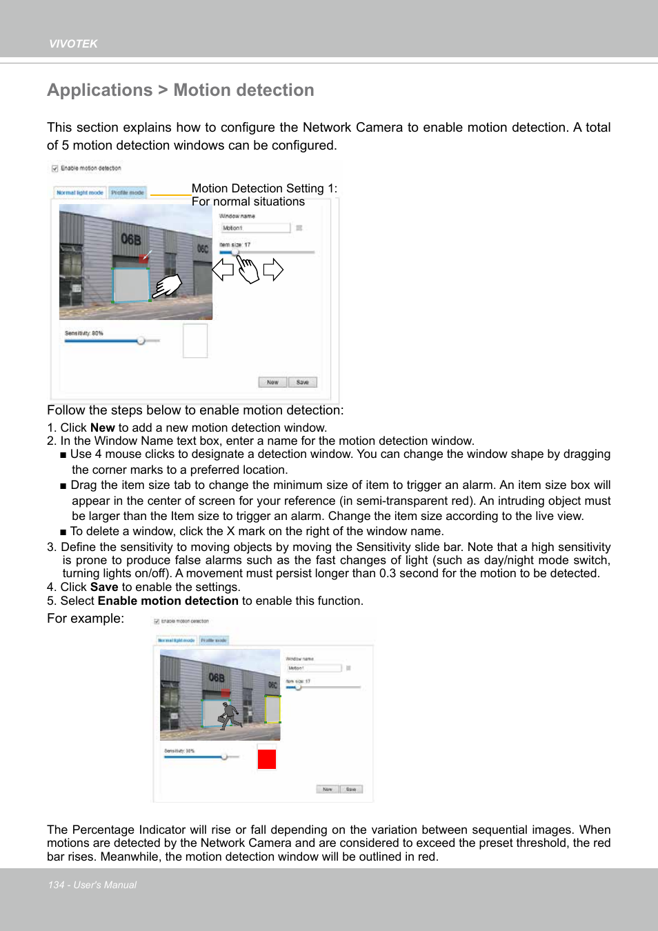 Applications > motion detection | Vivotek FD9388-HTV 5MP Outdoor Network Dome Camera with Night Vision User Manual | Page 134 / 407