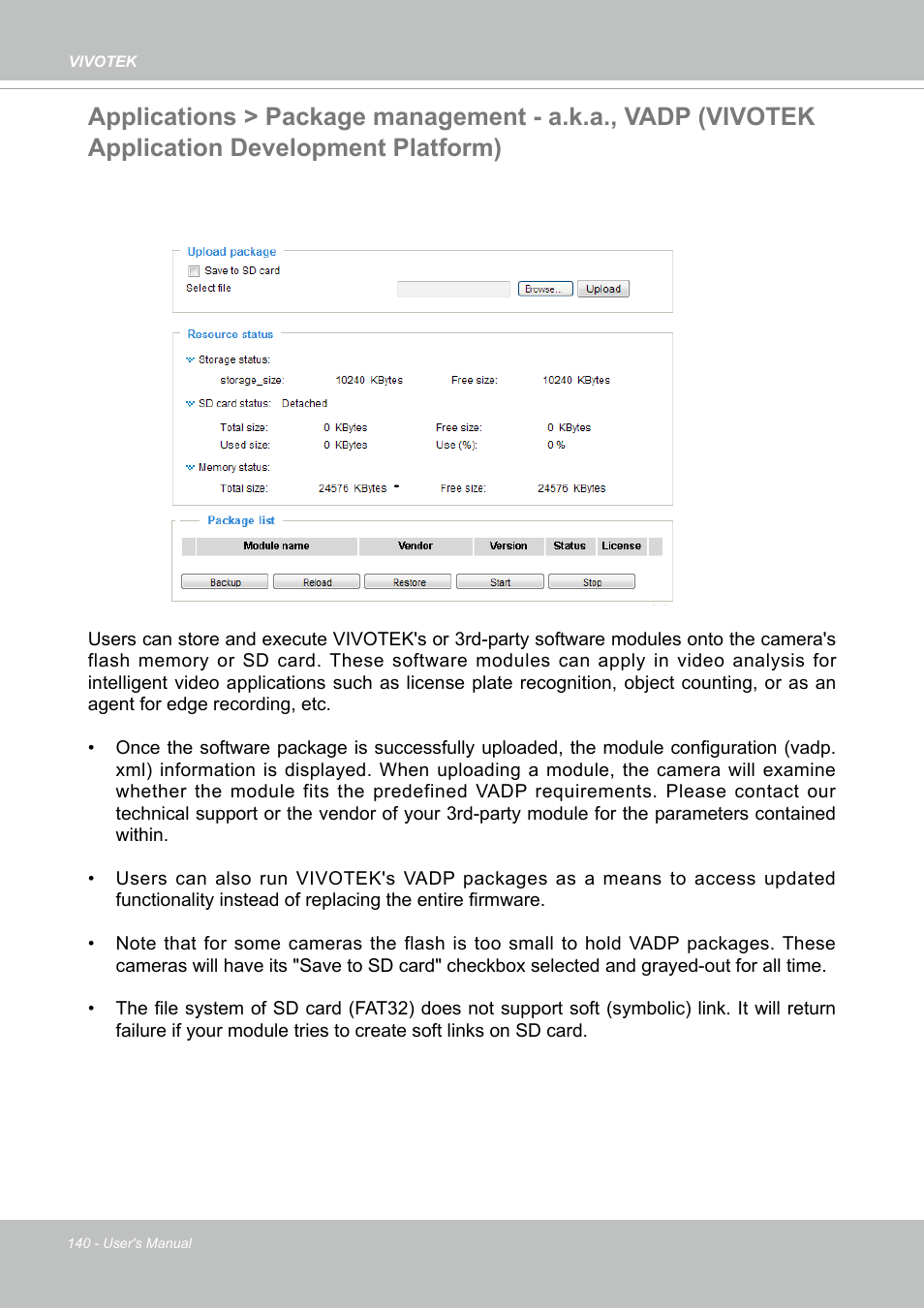 Configuration options with vadp modules | Vivotek FD9388-HTV 5MP Outdoor Network Dome Camera with Night Vision User Manual | Page 140 / 407