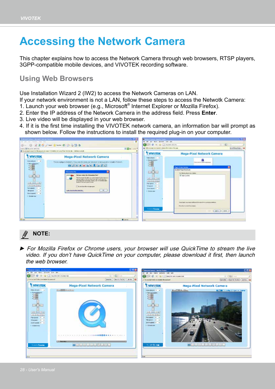 Accessing the network camera, Using web browsers | Vivotek FD9388-HTV 5MP Outdoor Network Dome Camera with Night Vision User Manual | Page 28 / 407