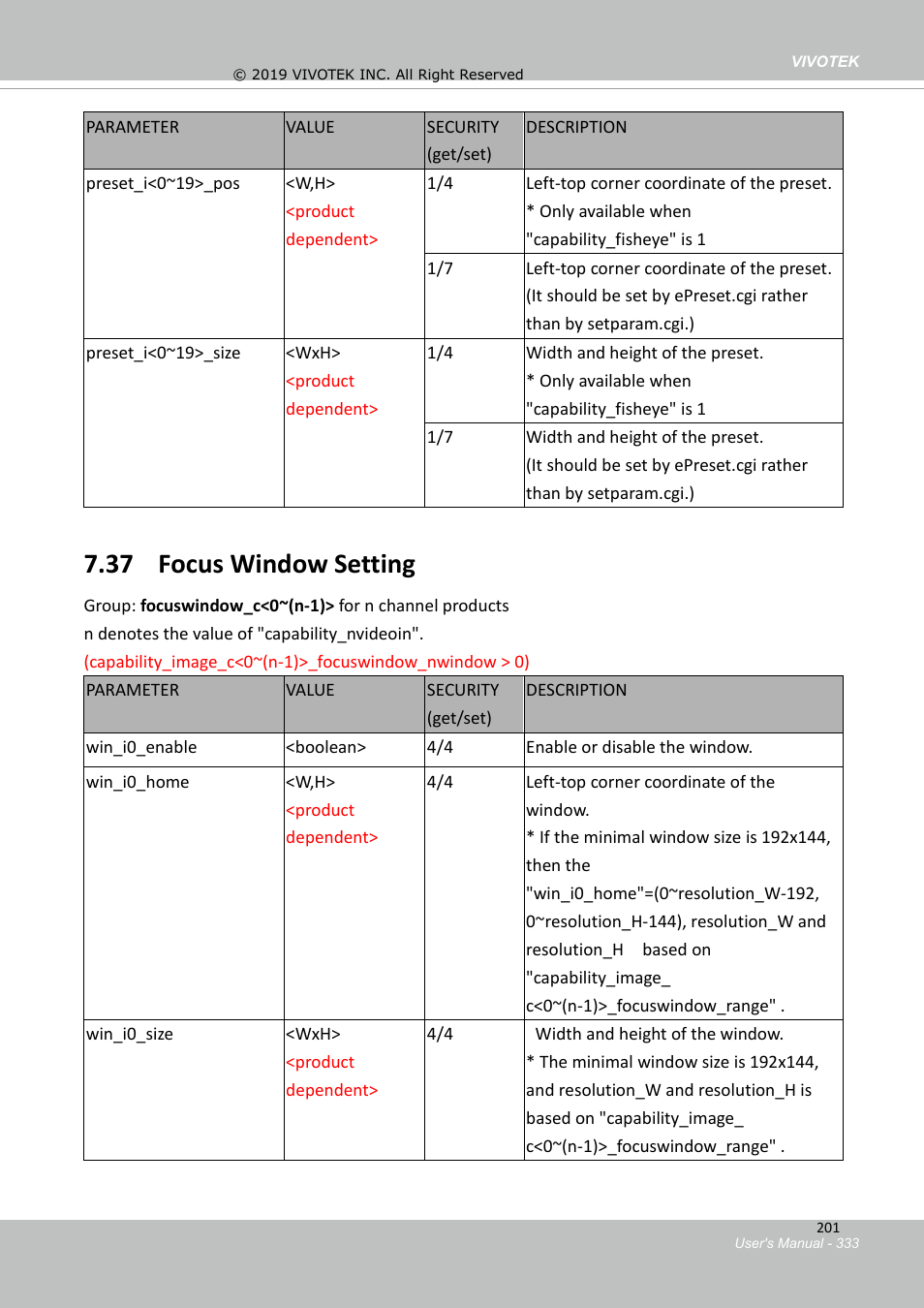 37 focus window setting | Vivotek FD9388-HTV 5MP Outdoor Network Dome Camera with Night Vision User Manual | Page 333 / 407