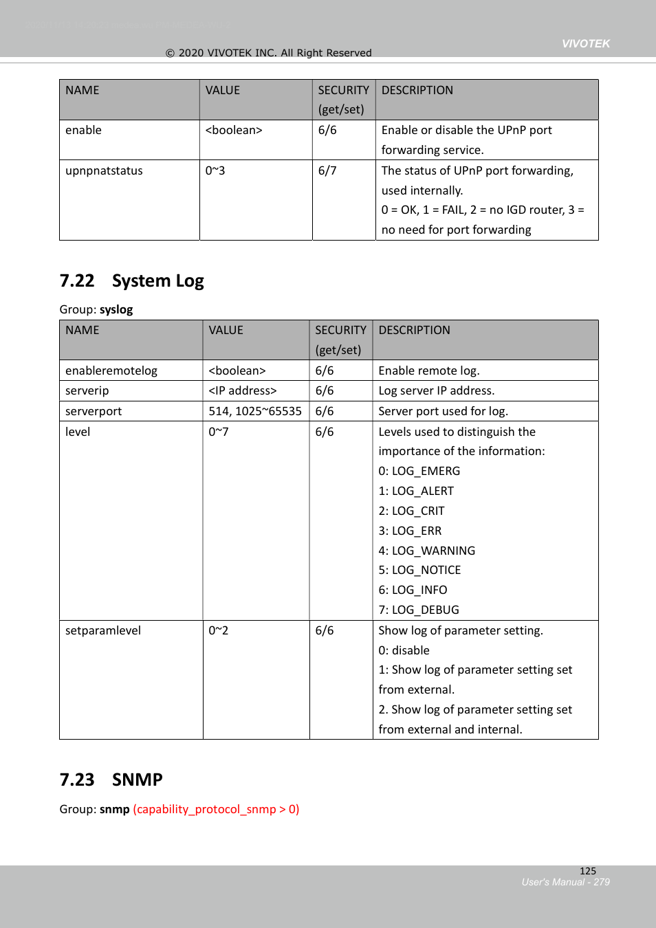 19 express link, 20 upnp presentation, 21 upnp port forwarding | 22 system log, 23 snmp | Vivotek S Series IZ9361-EH 1080p Outdoor Network Bullet Camera with Heater User Manual | Page 279 / 458