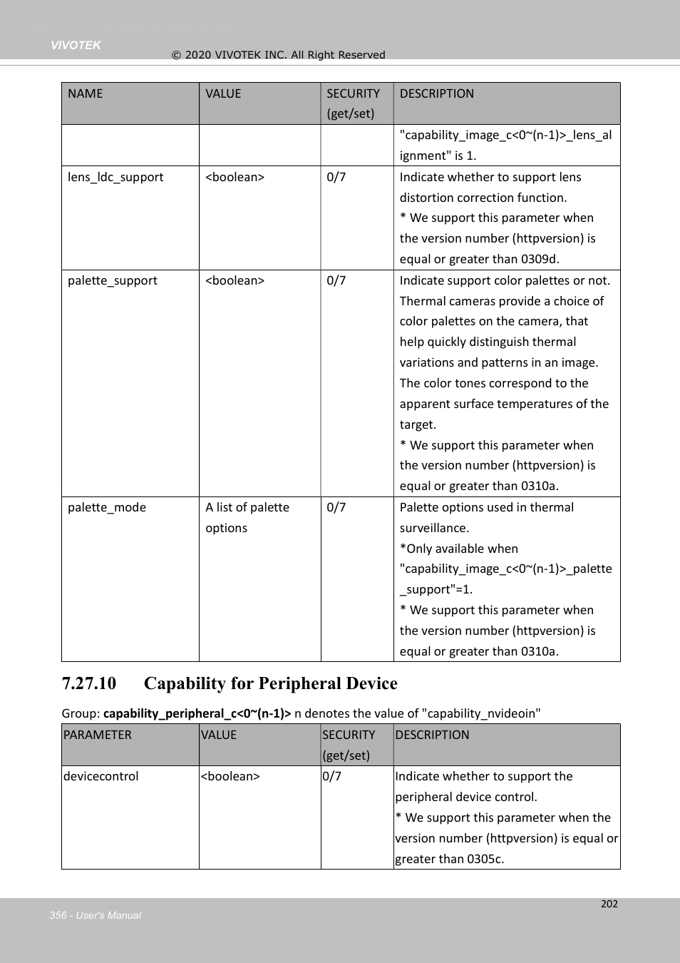 10 capability for peripheral device | Vivotek S Series IZ9361-EH 1080p Outdoor Network Bullet Camera with Heater User Manual | Page 356 / 458
