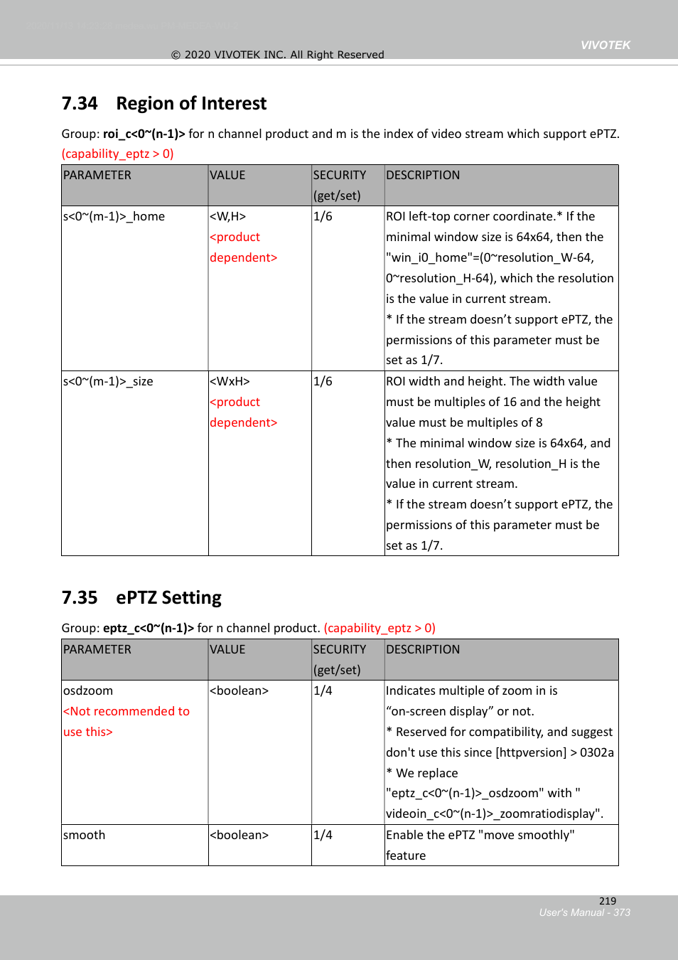 34 region of interest, 35 eptz setting | Vivotek S Series IZ9361-EH 1080p Outdoor Network Bullet Camera with Heater User Manual | Page 373 / 458
