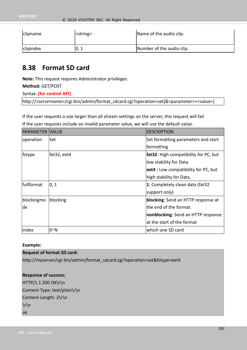 38 format sd card | Vivotek S Series IZ9361-EH 1080p Outdoor Network Bullet Camera with Heater User Manual | Page 446 / 458