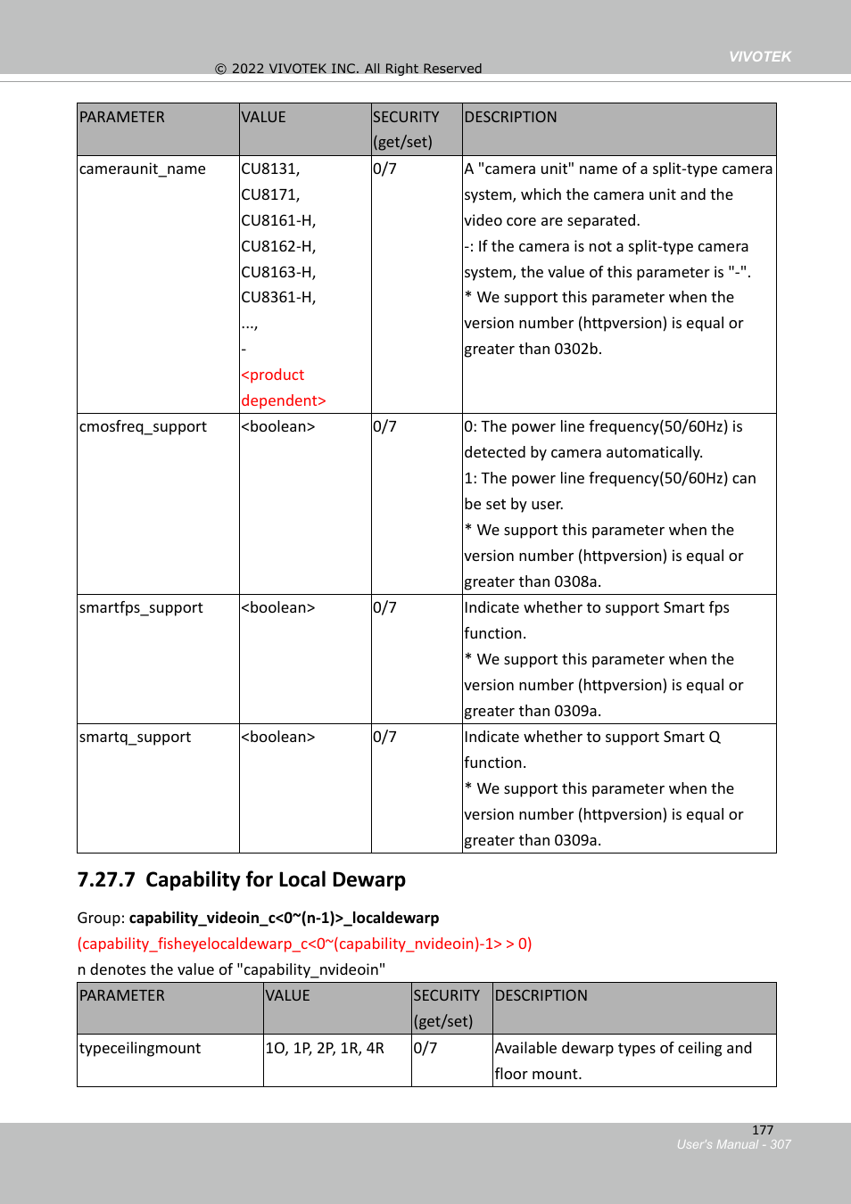 7 capability for local dewarp | Vivotek MD9584-HF3 5MP Outdoor Network Mobile Dome Camera with Night Vision, Heater & 3.6mm Lens User Manual | Page 307 / 453