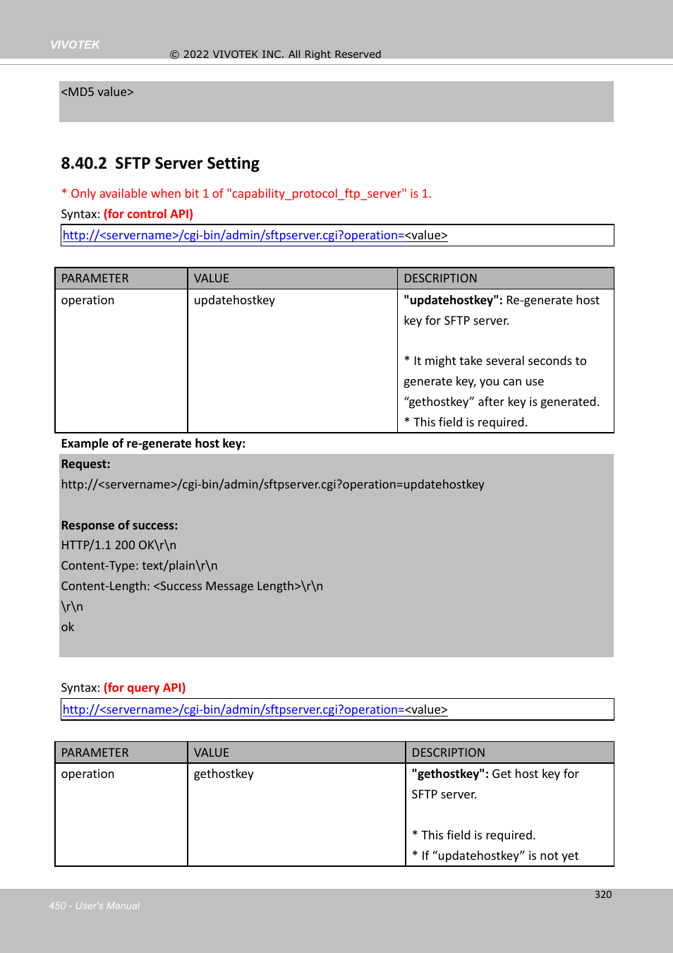 2 sftp server setting | Vivotek MD9584-HF3 5MP Outdoor Network Mobile Dome Camera with Night Vision, Heater & 3.6mm Lens User Manual | Page 450 / 453