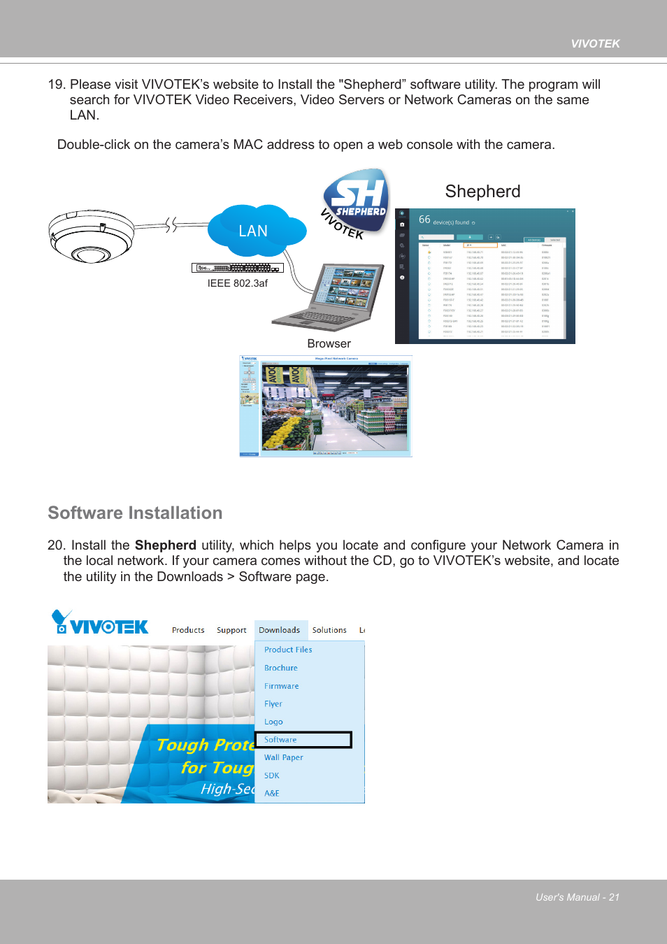Software installation, Shepherd | Vivotek FE9380-HV 5MP Outdoor Network Fisheye Dome Camera with Night Vision User Manual | Page 21 / 352
