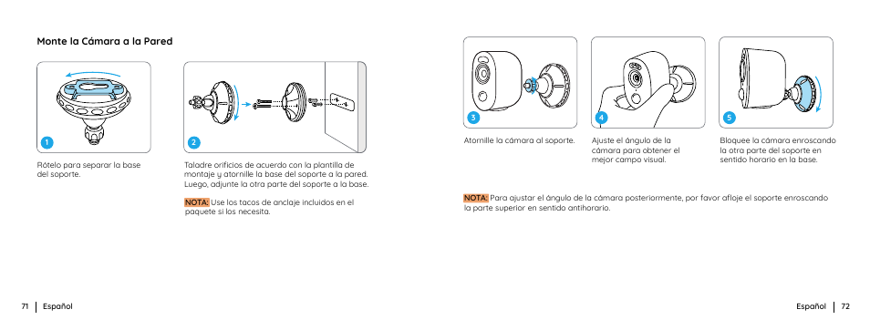 Monte la cámara a la pared | Reolink Argus 3 Plus 4MP Outdoor Wire-Free Security Camera with Night Vision, Motion Spotlights & Solar Panel (White) User Manual | Page 37 / 41