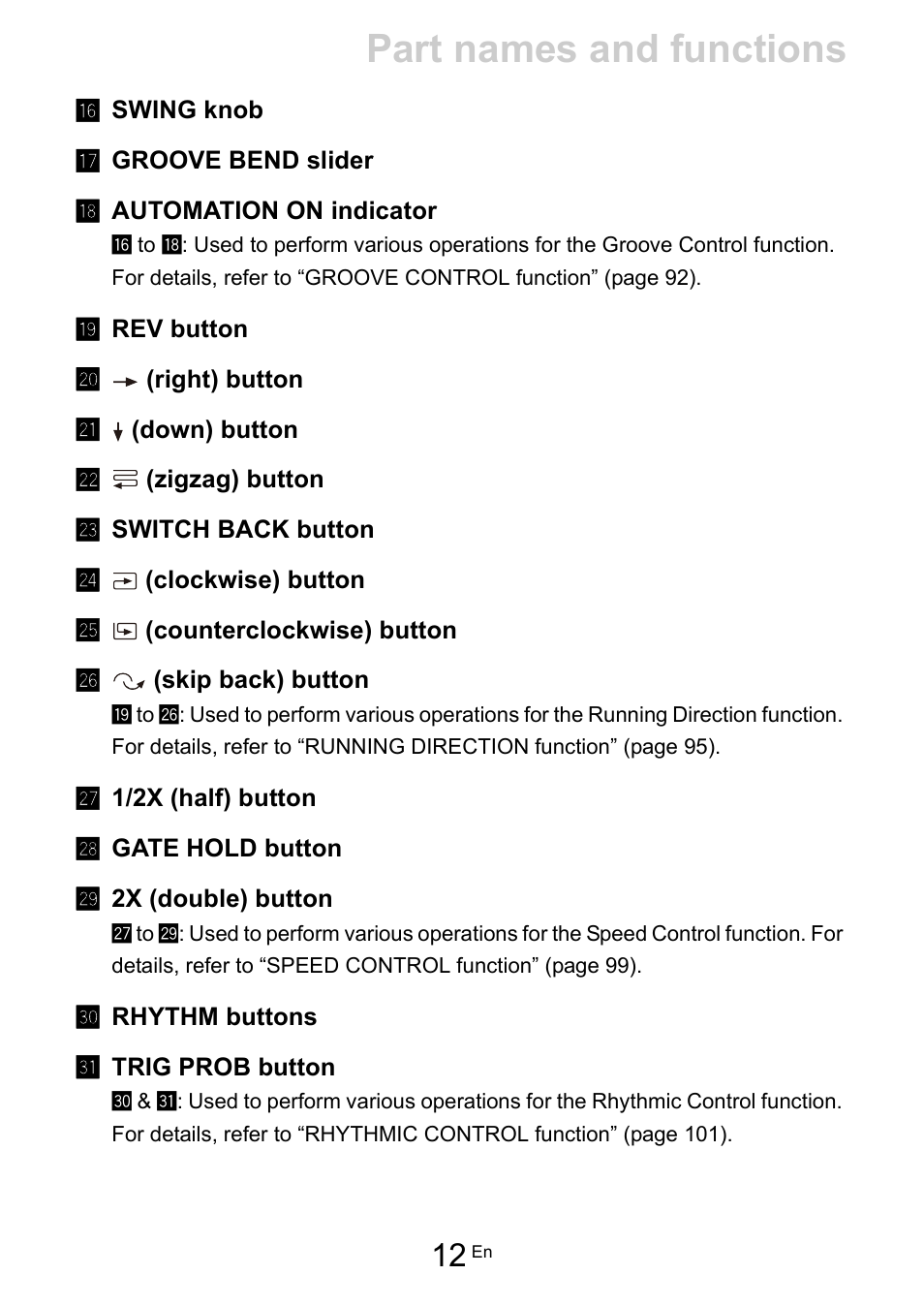 Part names and functions | Pioneer Toraiz SQUID - Creative Multitrack Sequencer User Manual | Page 12 / 177