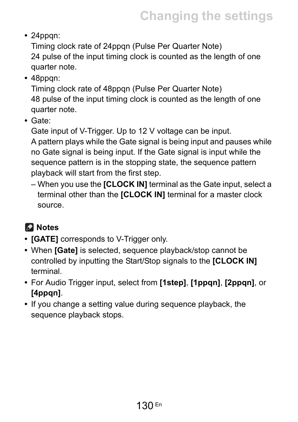 Changing the settings | Pioneer Toraiz SQUID - Creative Multitrack Sequencer User Manual | Page 130 / 177
