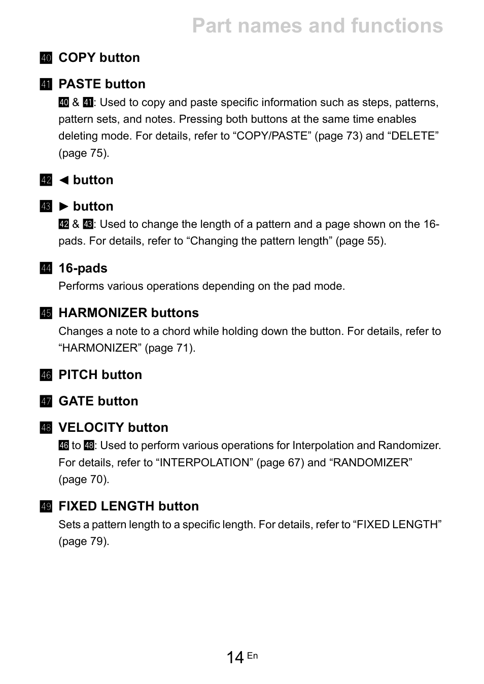 Part names and functions | Pioneer Toraiz SQUID - Creative Multitrack Sequencer User Manual | Page 14 / 177