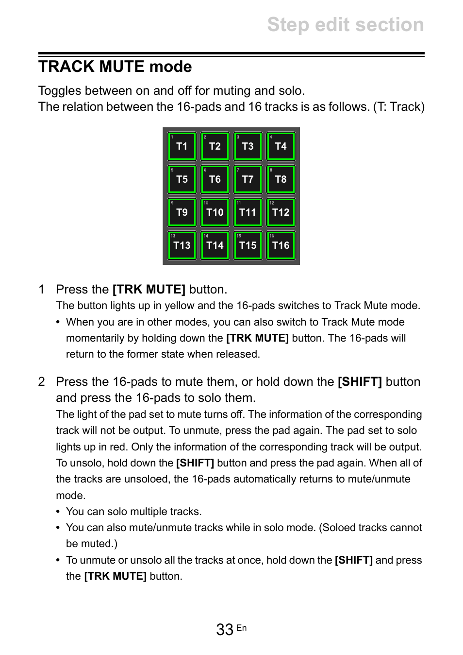 Track mute mode | Pioneer Toraiz SQUID - Creative Multitrack Sequencer User Manual | Page 33 / 177