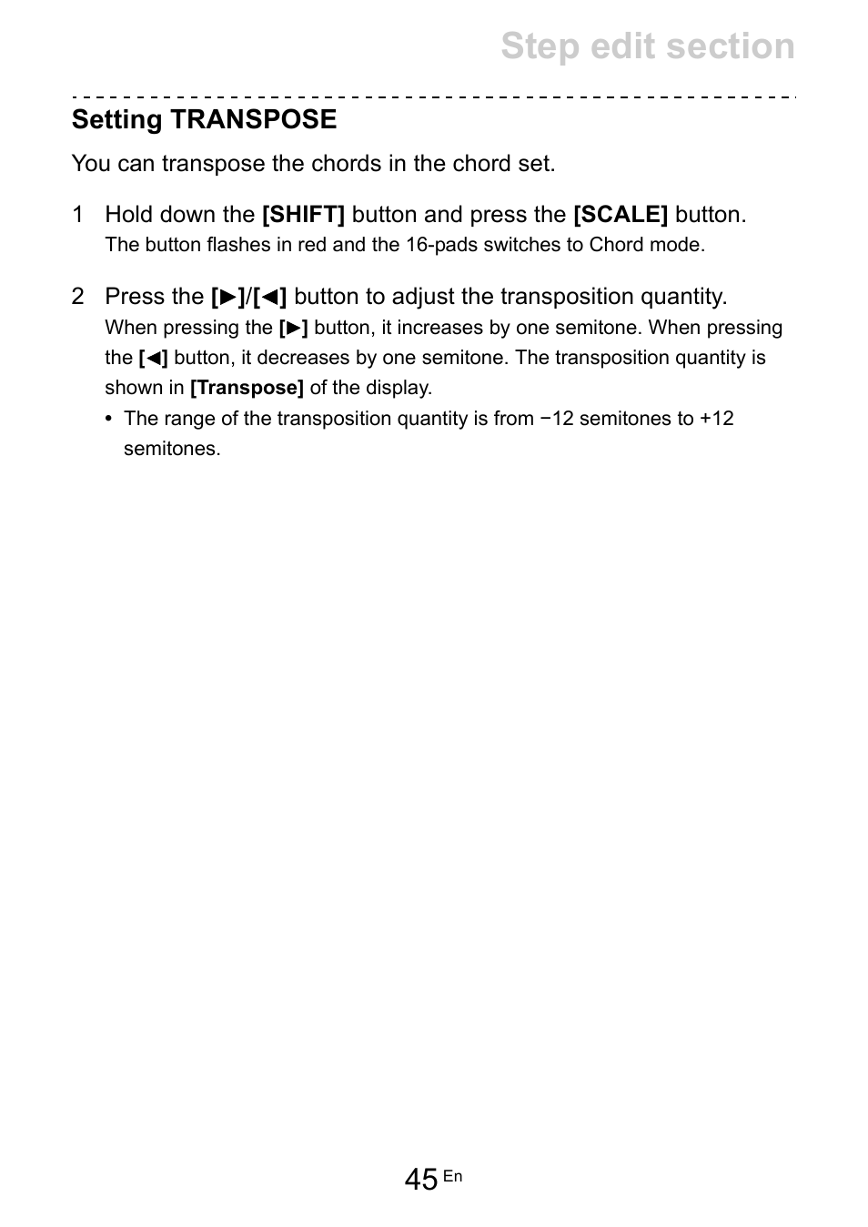 Setting transpose | Pioneer Toraiz SQUID - Creative Multitrack Sequencer User Manual | Page 45 / 177