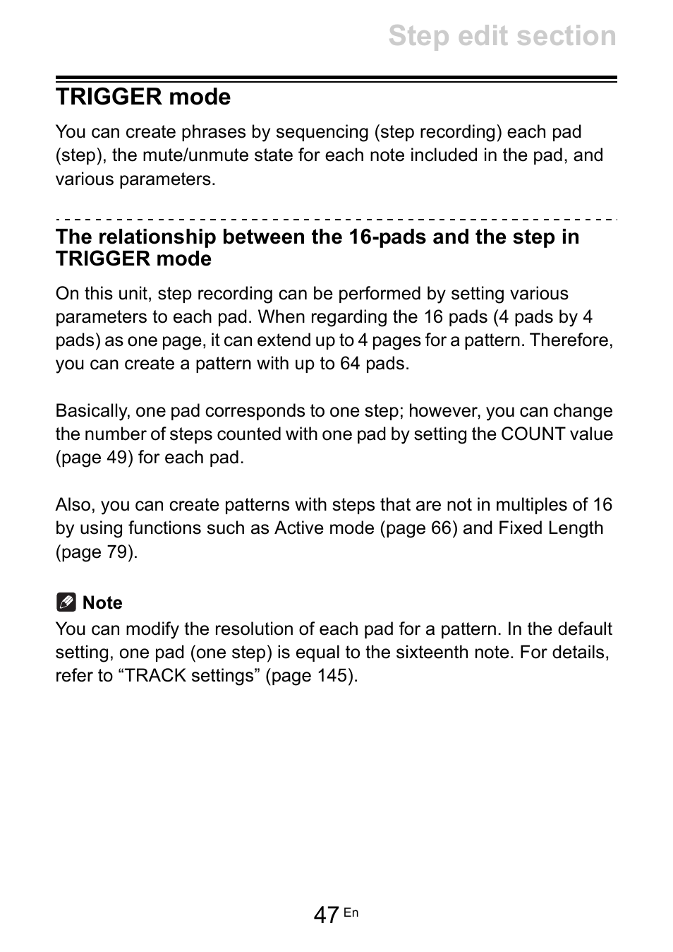 Trigger mode | Pioneer Toraiz SQUID - Creative Multitrack Sequencer User Manual | Page 47 / 177