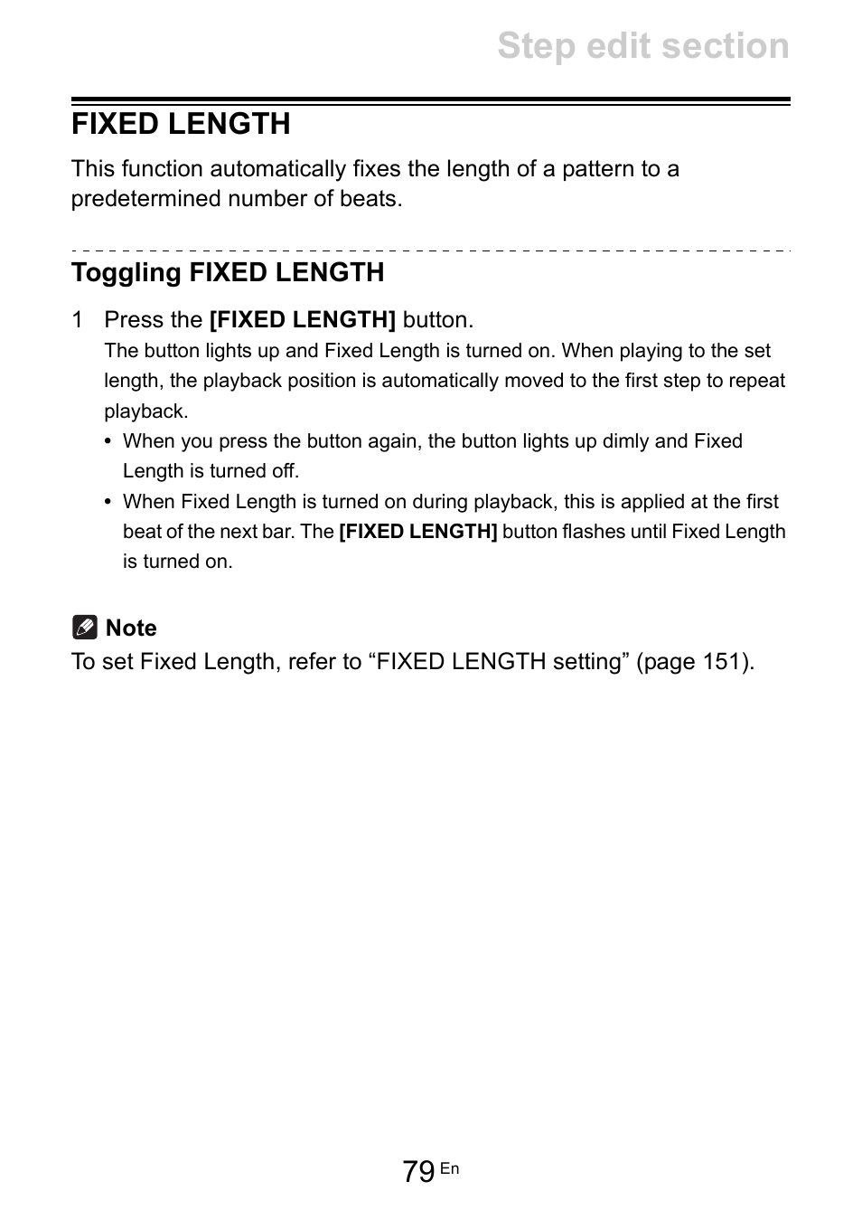 Fixed length, Toggling fixed length | Pioneer Toraiz SQUID - Creative Multitrack Sequencer User Manual | Page 79 / 177