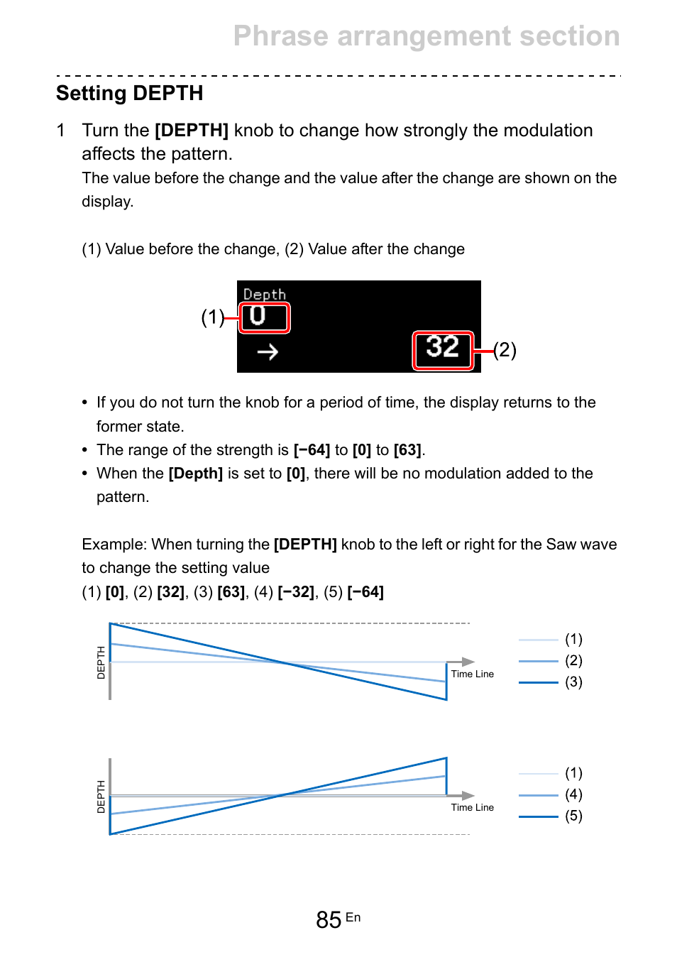 Setting depth | Pioneer Toraiz SQUID - Creative Multitrack Sequencer User Manual | Page 85 / 177