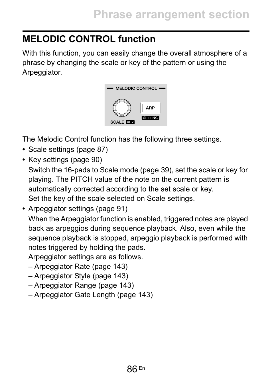 Melodic control function | Pioneer Toraiz SQUID - Creative Multitrack Sequencer User Manual | Page 86 / 177