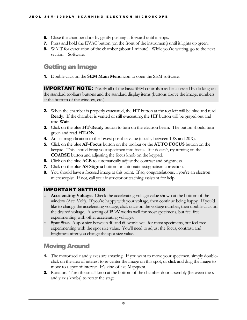 Getting an image, Moving around | Dell JSM-6060LV User Manual | Page 9 / 12