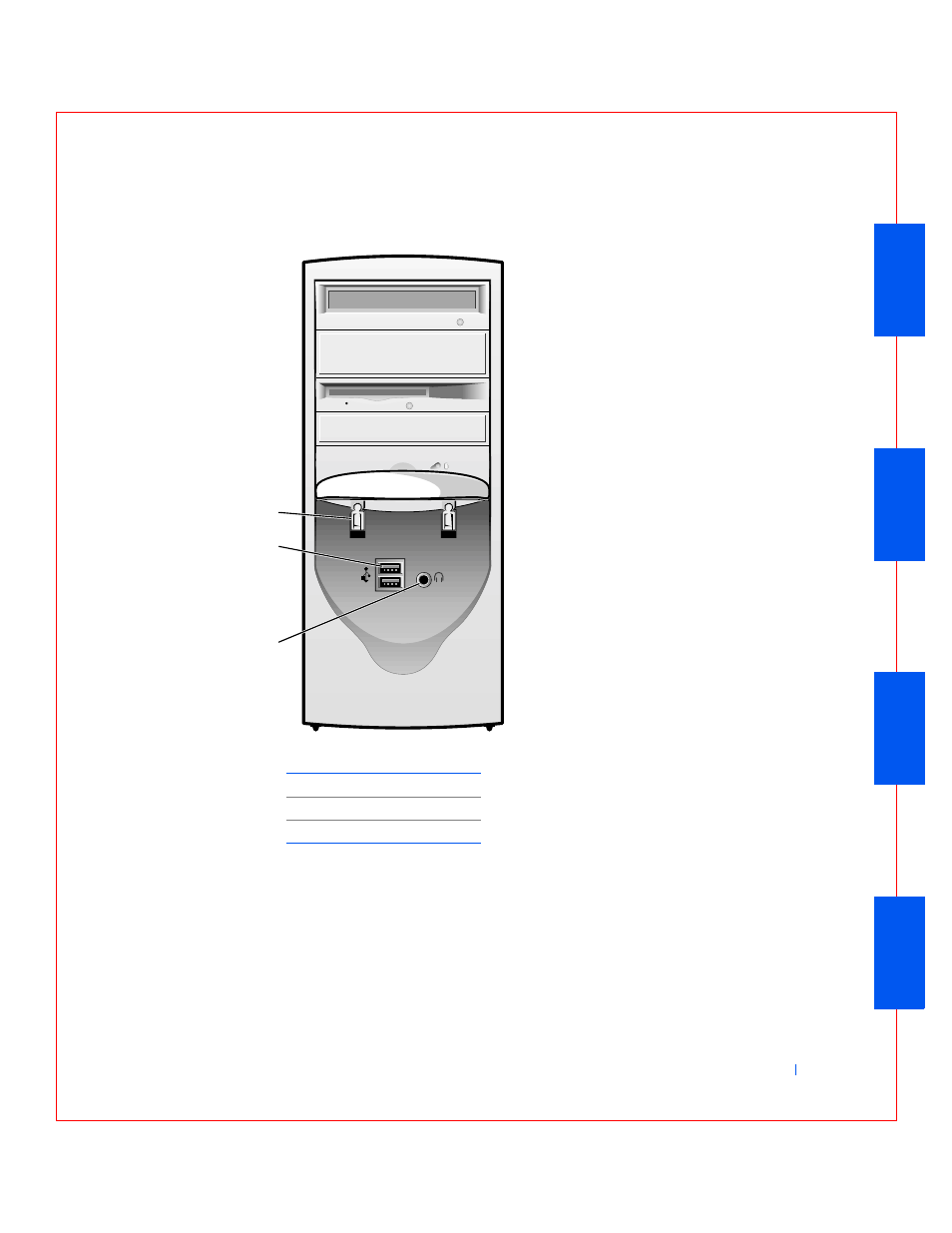 Speaker/headphone connector, Power button | Dell OptiPlex GX240 User Manual | Page 21 / 283