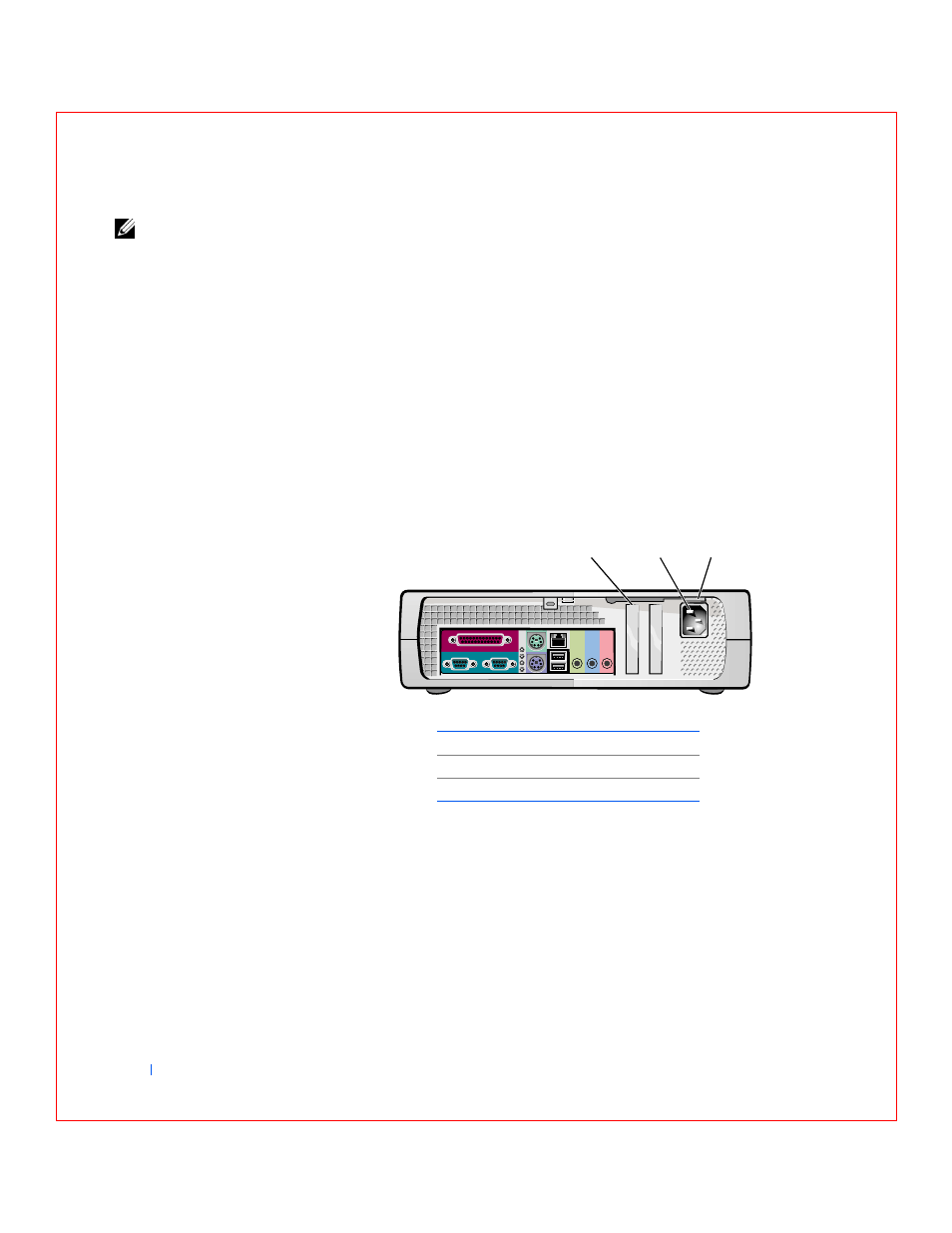 Floppy drive access light, Hard drive access light, Back panel | Dell OptiPlex GX240 User Manual | Page 24 / 283