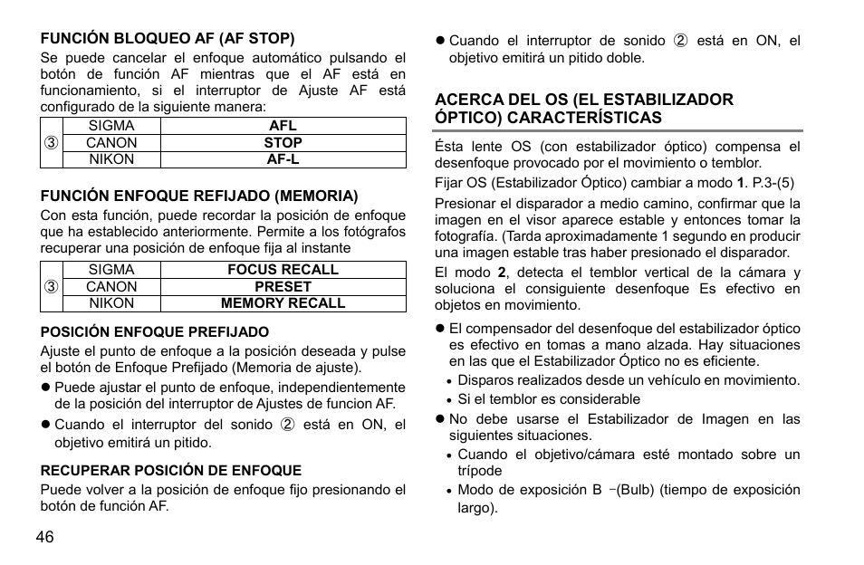 SIGMA 500mm f/4 DG OS HSM Sports Lens for EF User Manual | Page 46 / 100