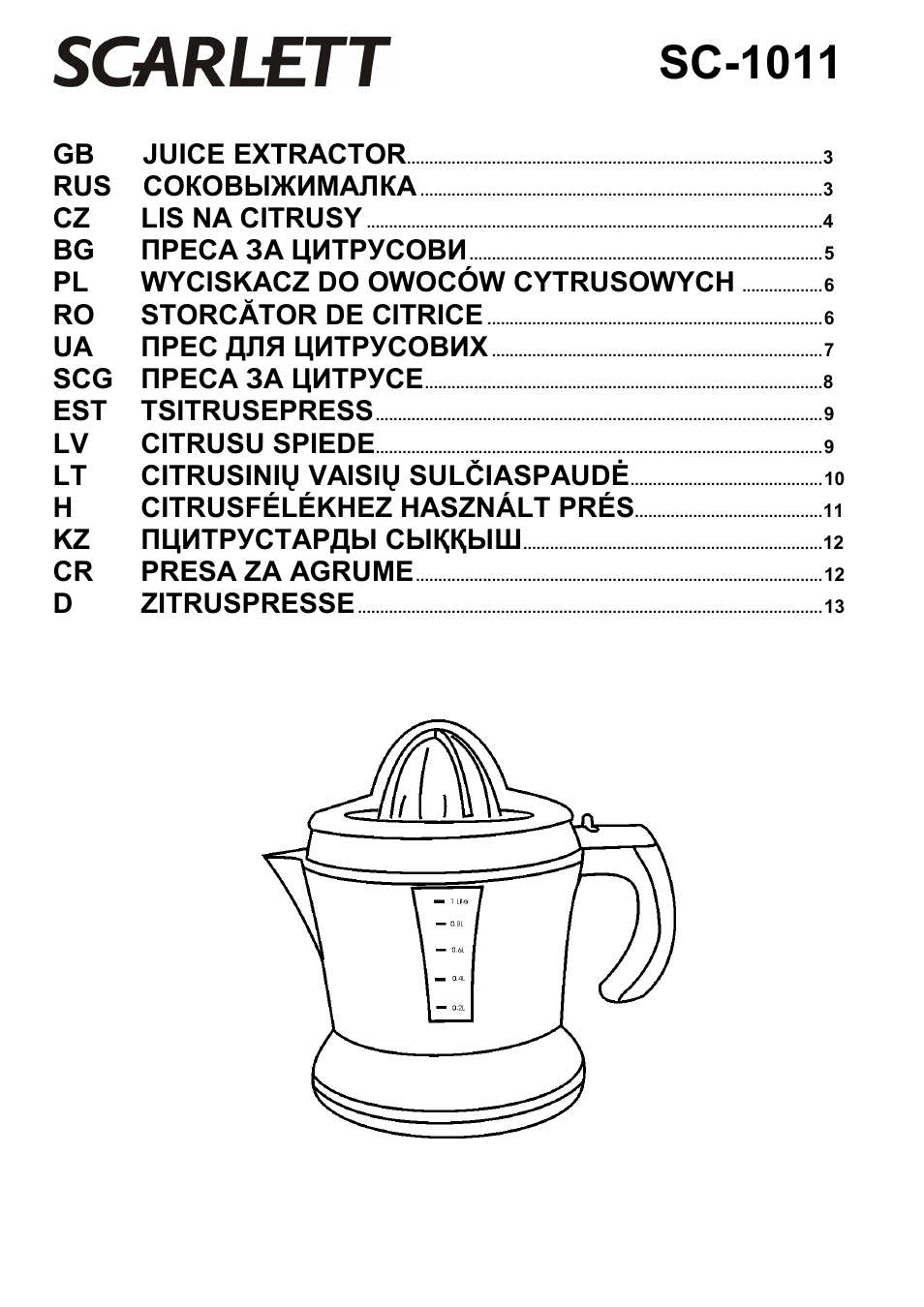 Scarlett SC-1011 User Manual | 14 pages