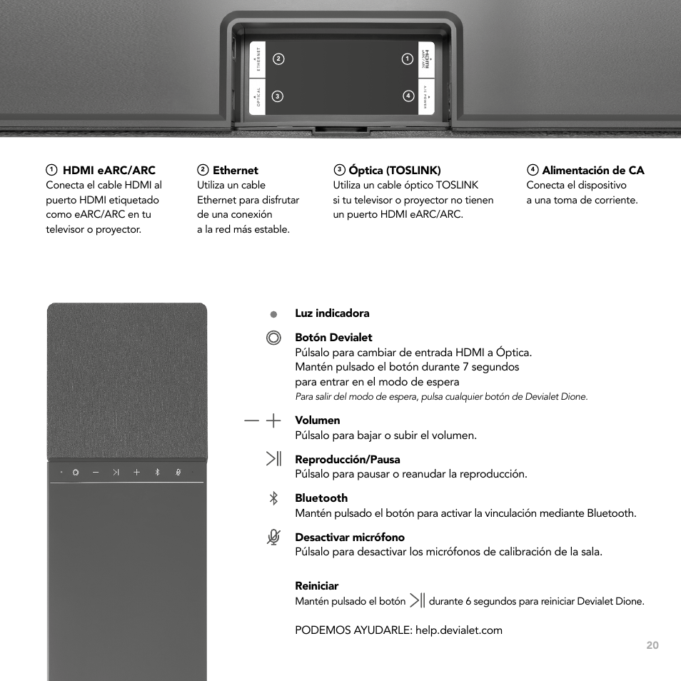 Devialet Dione 950W Virtual 5.1.2-Channel Soundbar User Manual | Page 20 / 36