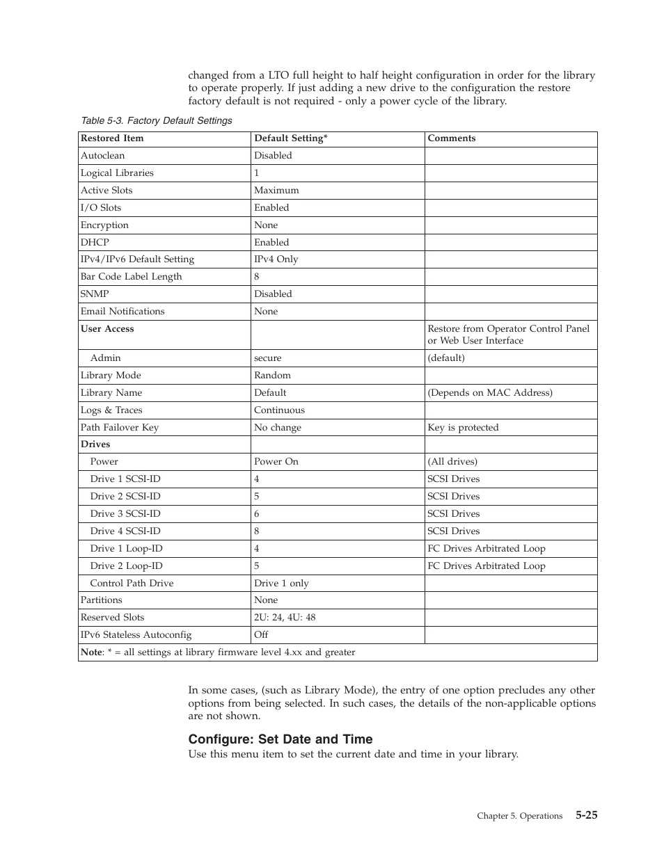 Configure: set date and time, Factory, Default | Settings, Configure, Date, Time | Dell TL2000 User Manual | Page 111 / 264