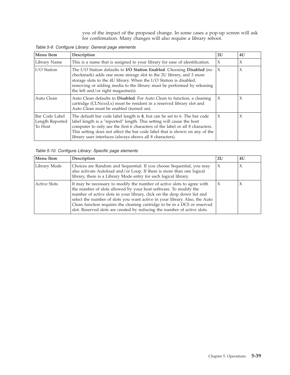 Configure, Library, General | Elements, Specific | Dell TL2000 User Manual | Page 125 / 264