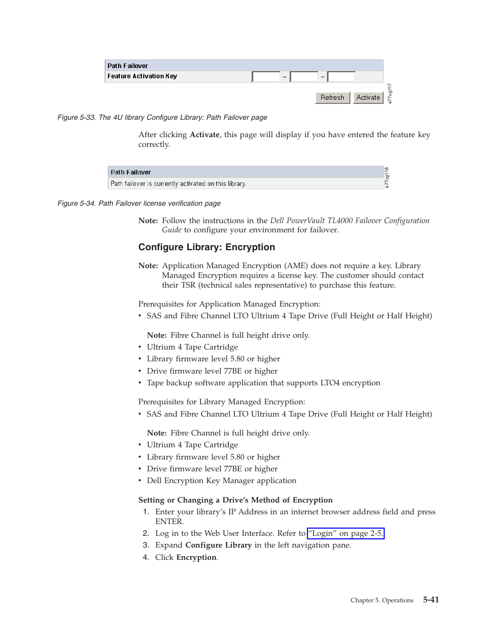 Configure library: encryption, Library, Configure | Path, Failover, License, Verification, Encryption | Dell TL2000 User Manual | Page 127 / 264
